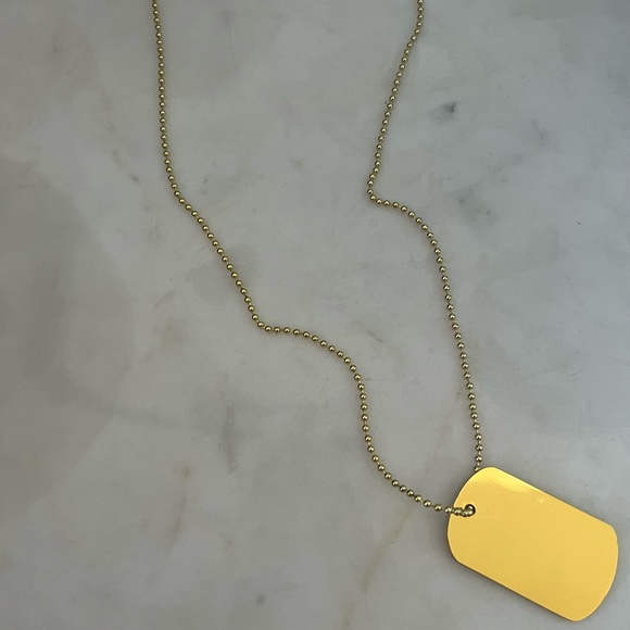 Alfred Sung Dog Tag necklace Gold Tone - Picture 2 of 4